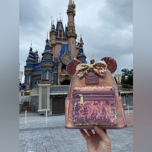 Disney 50th Celebration Iridescent Loungefly Mini Backpack - Picture 1 of 7